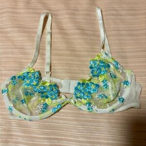 Hanky Panky Blue and White Floral Bra, S/34